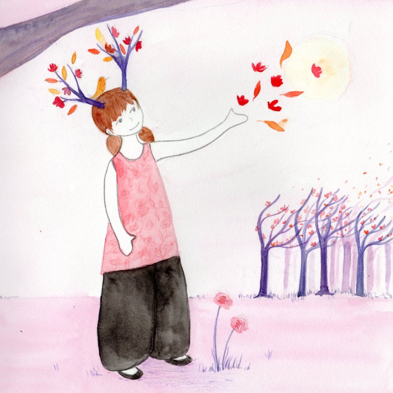 aquarelle de Yamina Viguier représentant Hope l'enfant-arbre